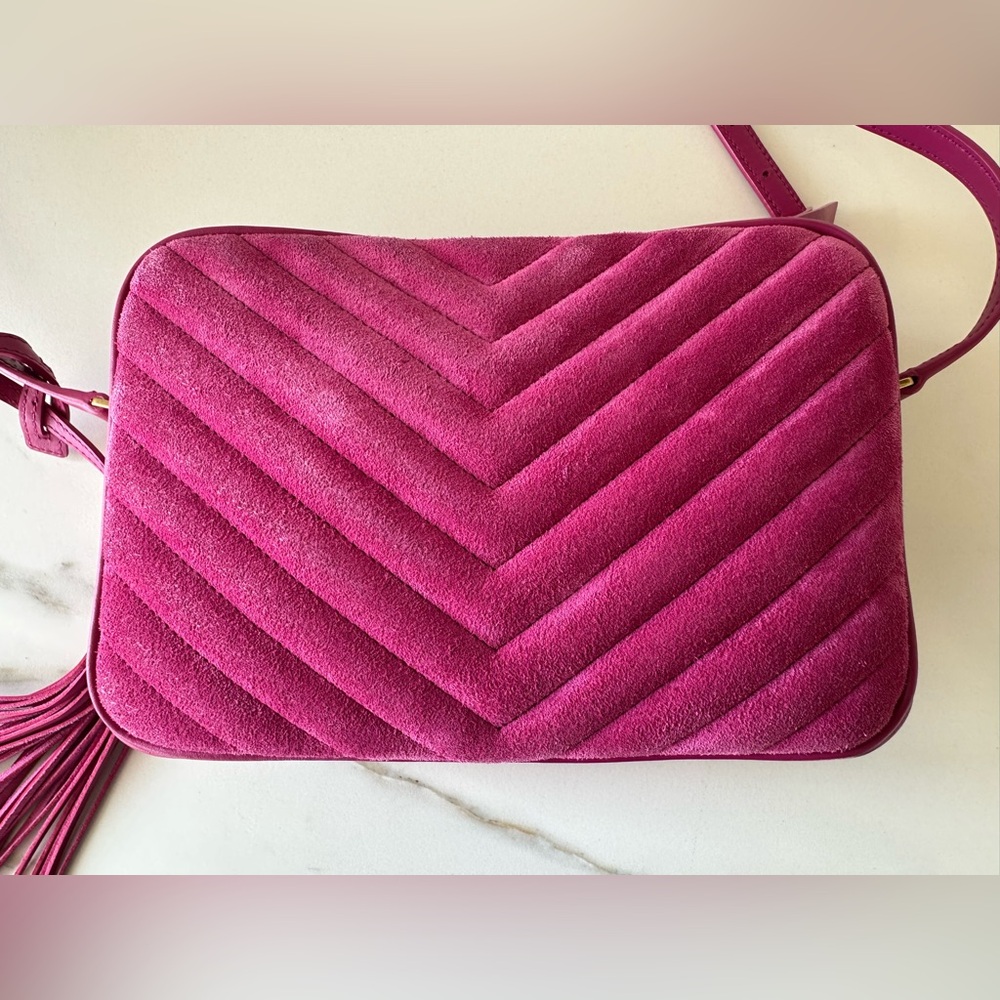 Yves Saint Laurent Lou Camera Bag in Pink Suede/Leather, EUC - Picture 5 of 15
